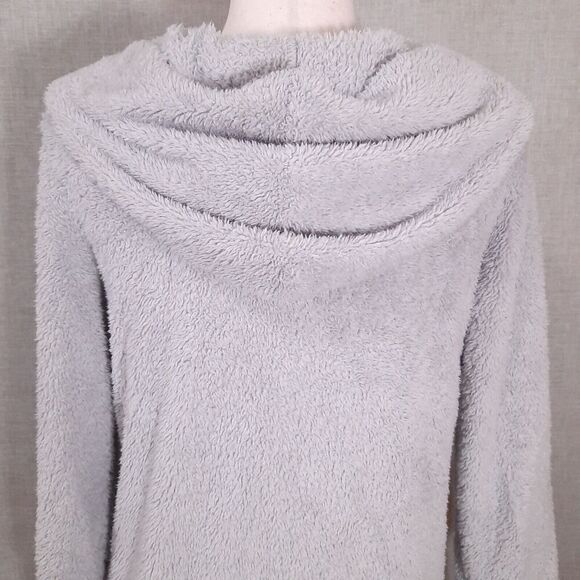 Fashion Classic Fleece Hooded Cardigan Size Small Open Front Pockets Soft Lounge - Picture 7 of 16